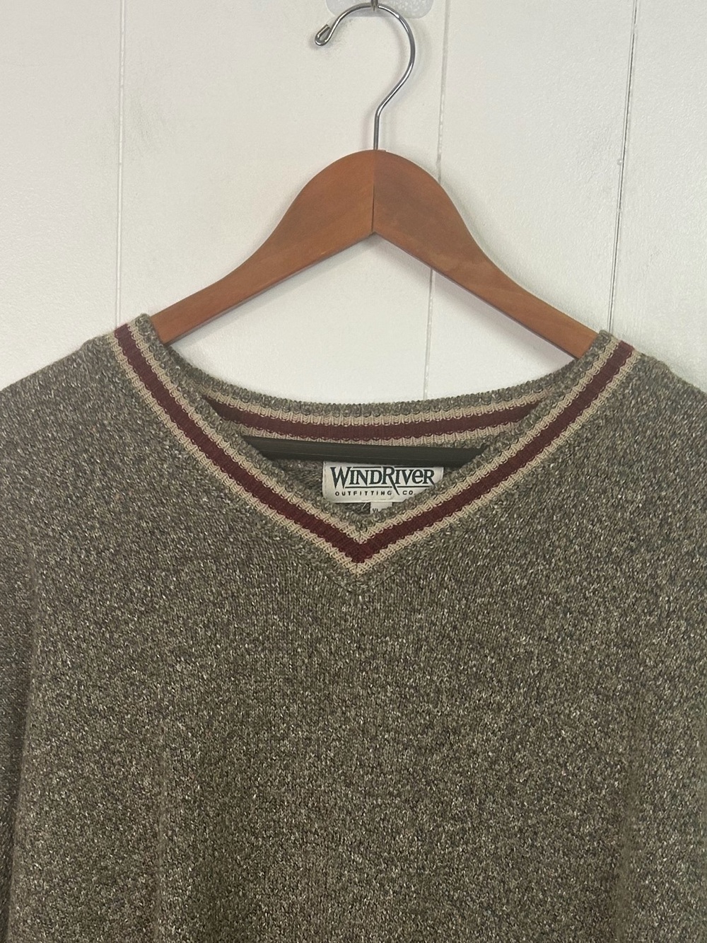 Vintage Mens XL Grandpa Grunge Sweater Salt Pepper V-Neck Slouchy 90s Knit Wool - Picture 5 of 10